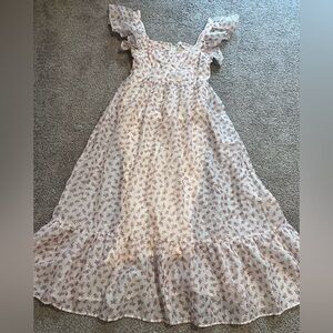 Altar’d State Cream and Pink Floral Maxi Medium Maxi Dress